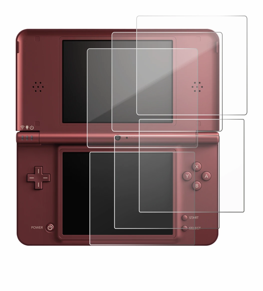 Image de l'appareil Nintendo DSi XL avec une grande variété de protections d'écran.