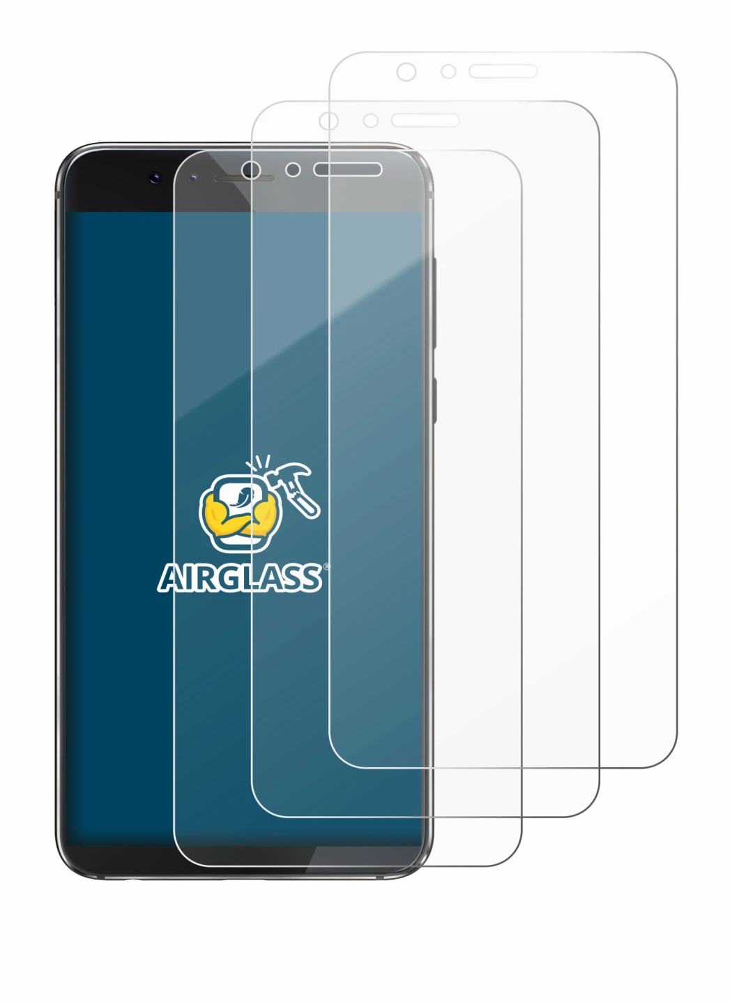 Image de l'appareil Honor 8 avec une grande variété de protections d'écran.