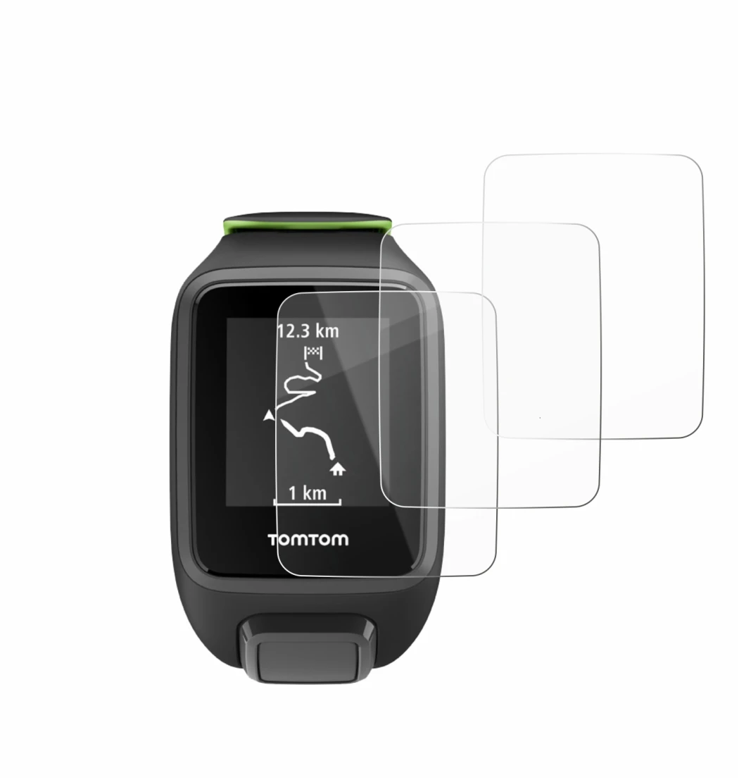 Image de l'appareil TomTom Runner 3 avec une grande variété de protections d'écran.