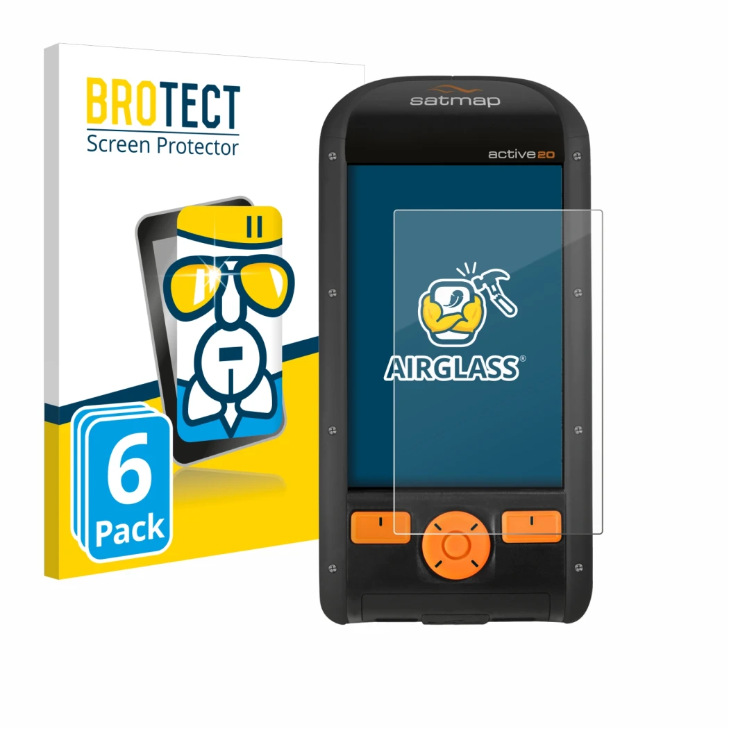 Face avant d’un emballage produit avec le logo de la marque BROTECT. À côté, l’appareil Satmap Active 20 est représenté avec l