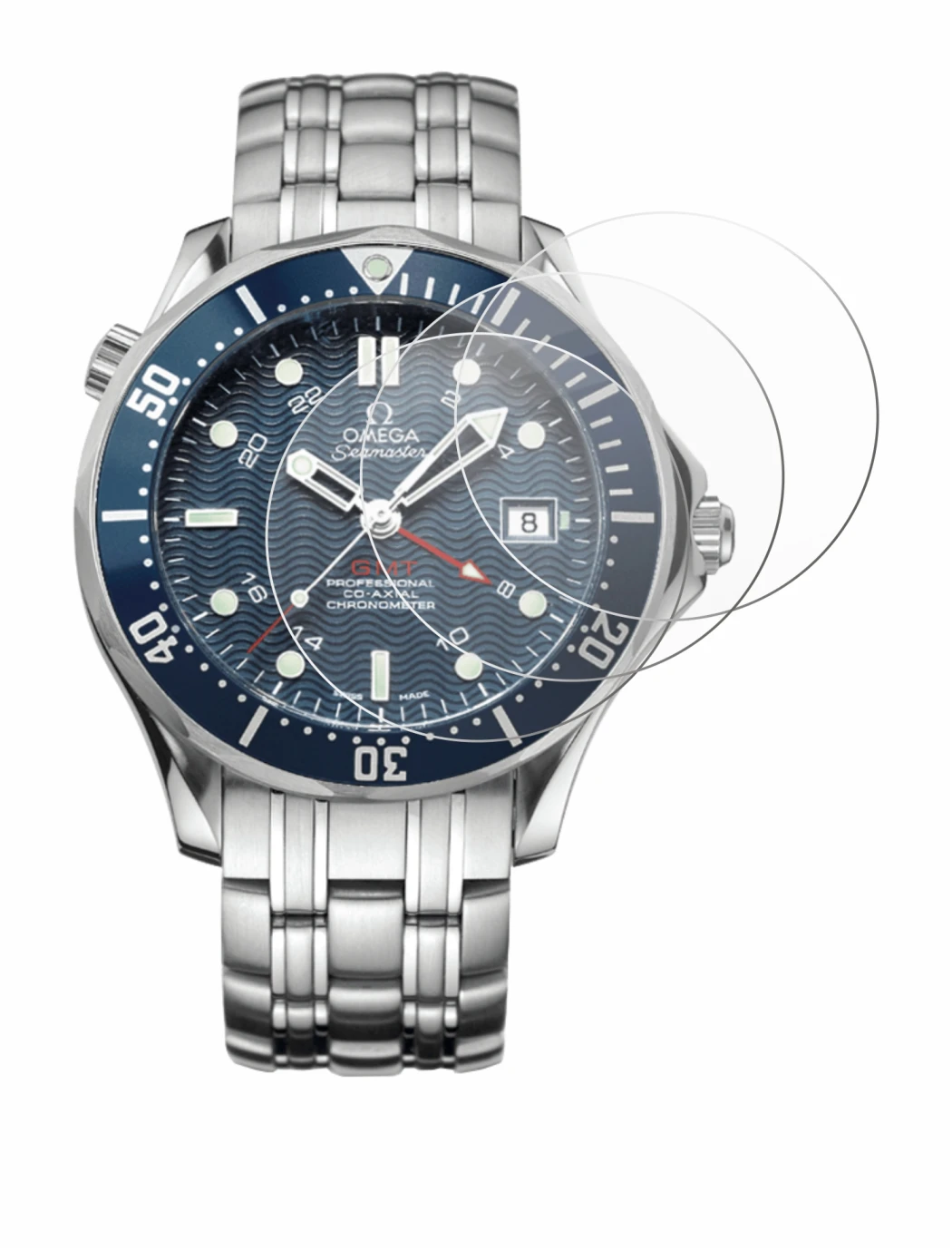 Image de l'appareil Omega Seamaster Diver (41 mm) avec une grande variété de protections d'écran.