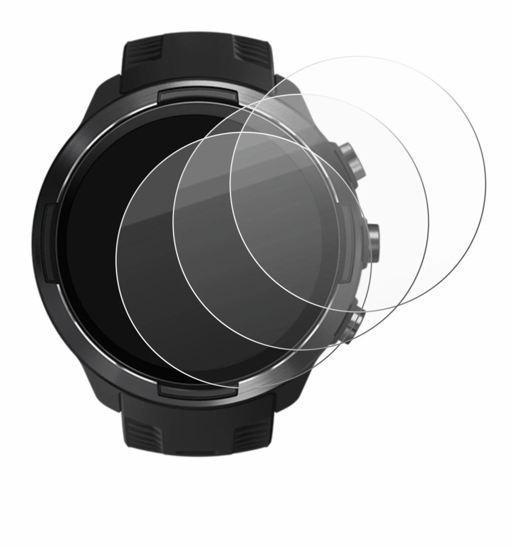 Image de l'appareil Suunto 9 avec une grande variété de protections d'écran.