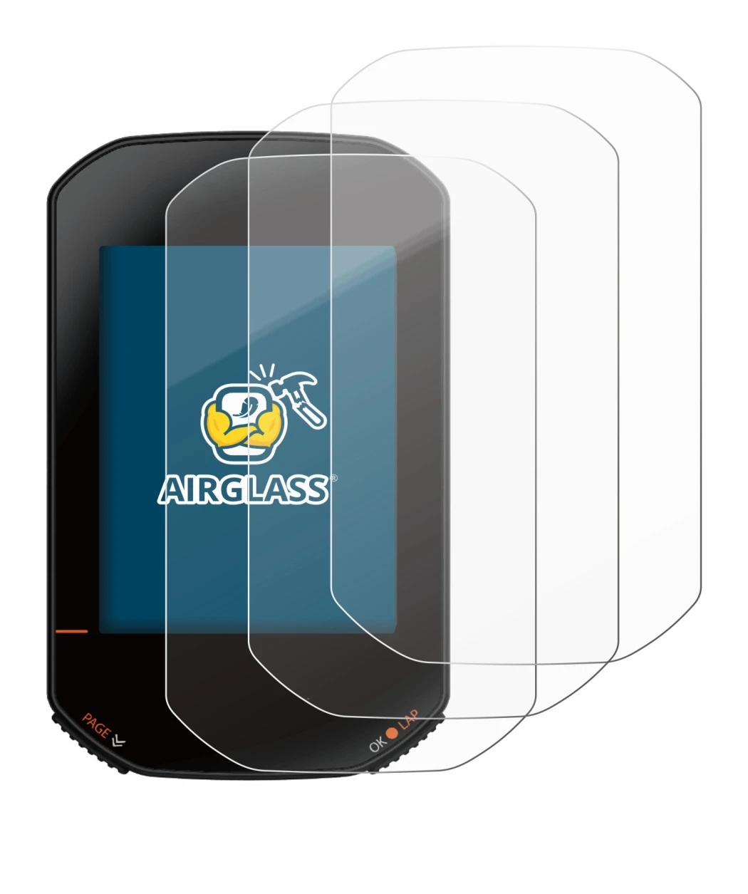 Image de l'appareil Bryton Rider 420 avec une grande variété de protections d'écran.