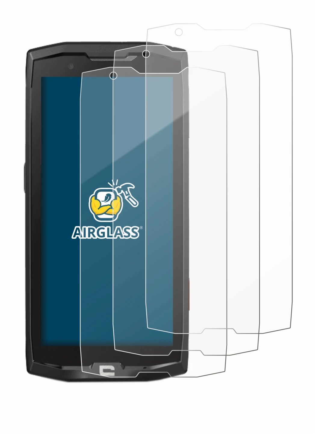 Image de l'appareil Crosscall Core X4 avec une grande variété de protections d'écran.