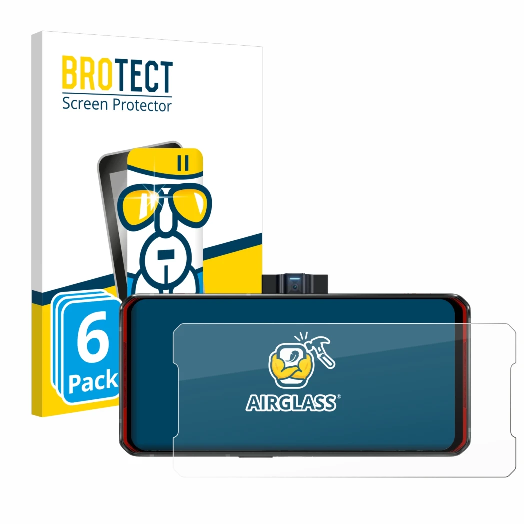 Face avant d’un emballage produit avec le logo de la marque BROTECT. À côté, l’appareil Lenovo Legion Duel est représenté avec