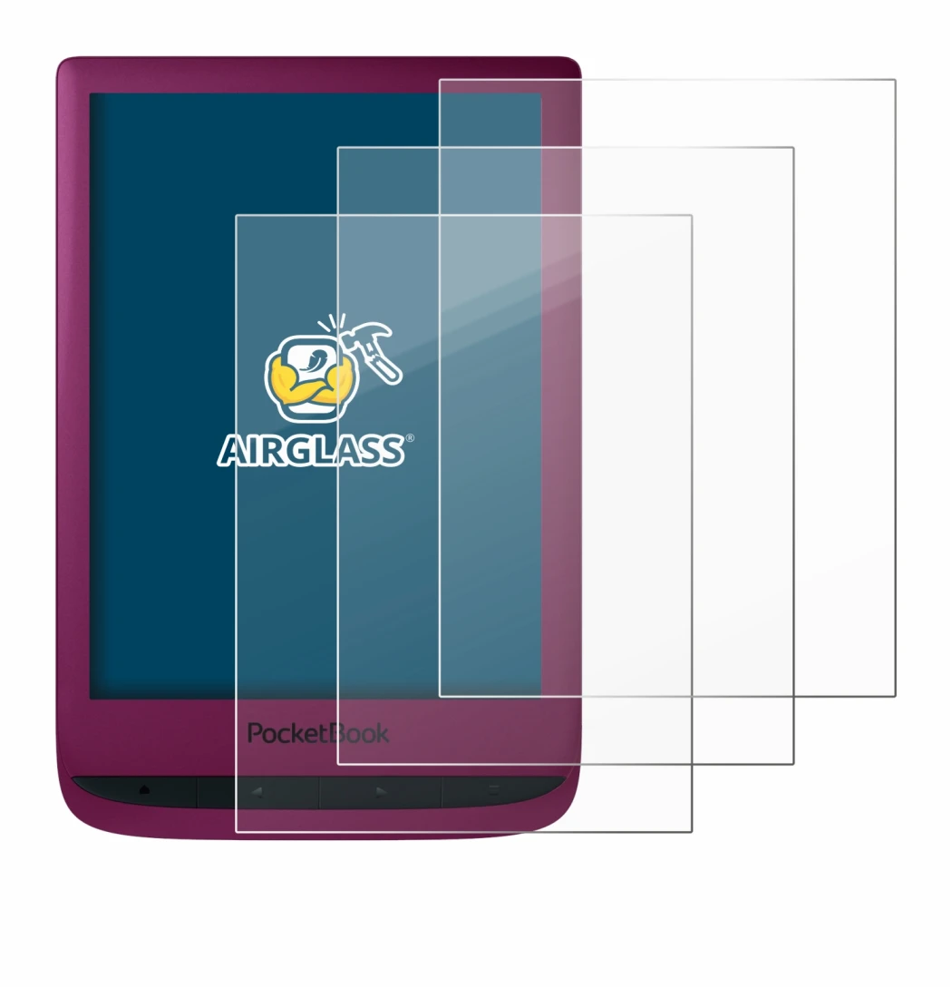 Image de l'appareil PocketBook Touch Lux 5 avec une grande variété de protections d'écran.