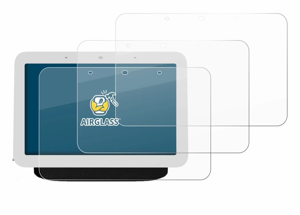 Image de l'appareil Google Nest Hub 2 avec une grande variété de protections d'écran.