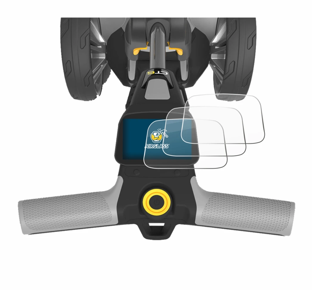 Image de l'appareil PowaKaddy CT6 avec une grande variété de protections d'écran.