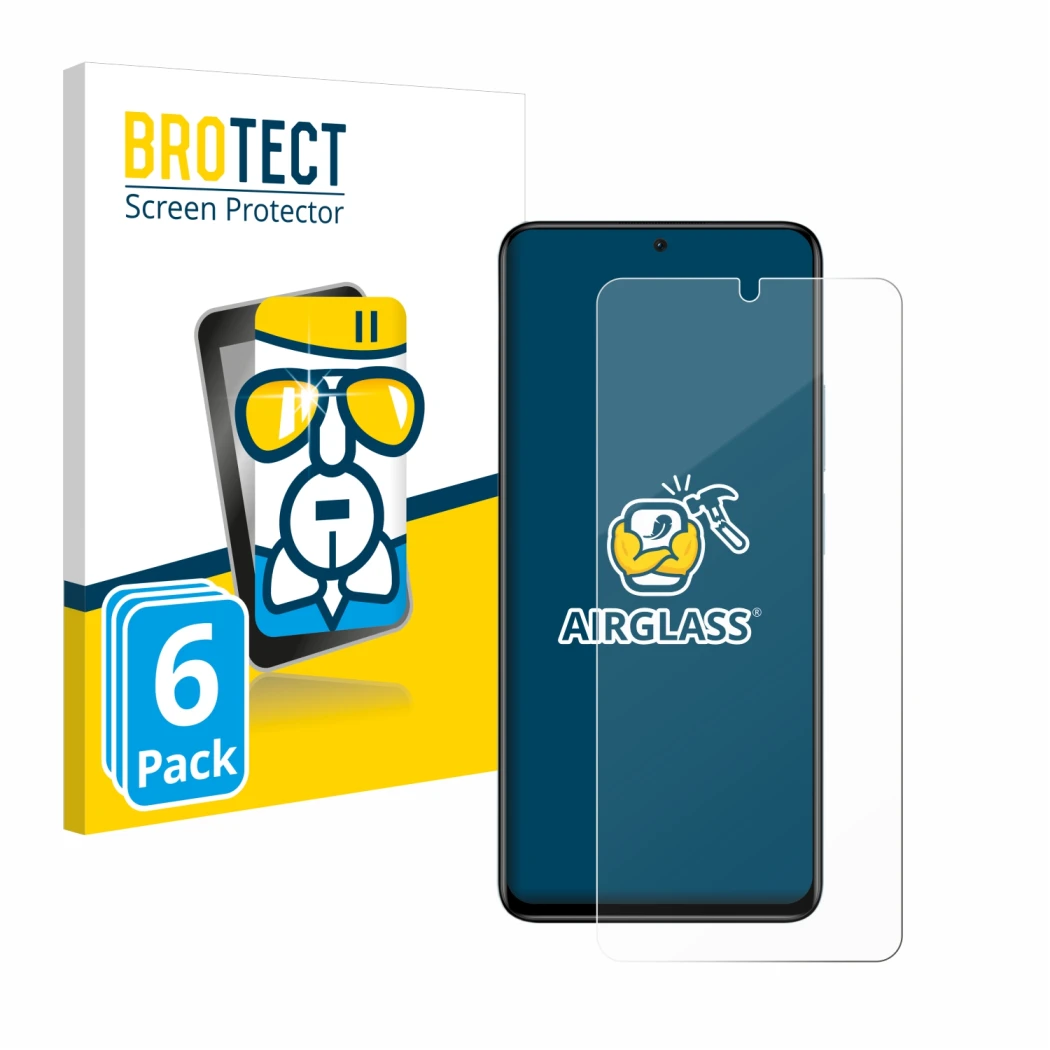 Face avant d’un emballage produit avec le logo de la marque BROTECT. À côté, l’appareil Xiaomi Redmi Note 11 Pro+ 5G est repré