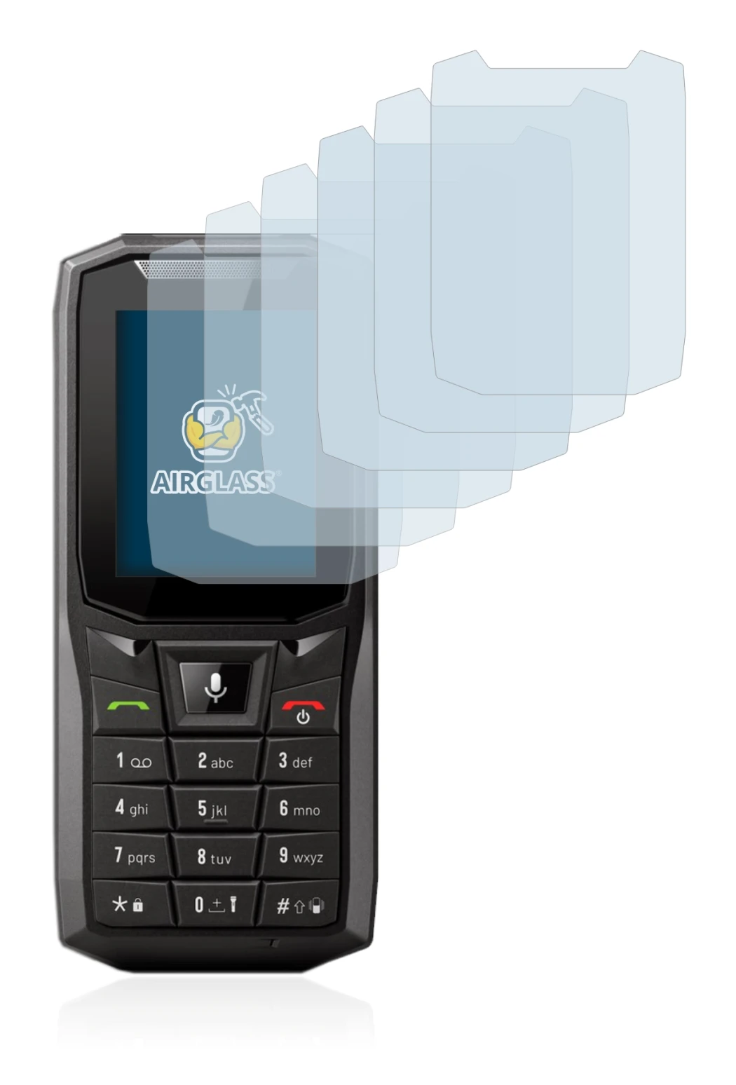 Image de l'appareil Crosscall Core-S4 avec une grande variété de protections d'écran.