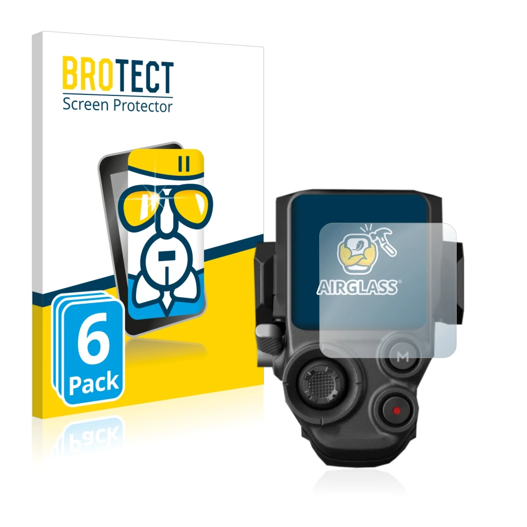 Face avant d’un emballage produit avec le logo de la marque BROTECT. À côté, l’appareil DJI RS 3 Pro est représenté avec la pr