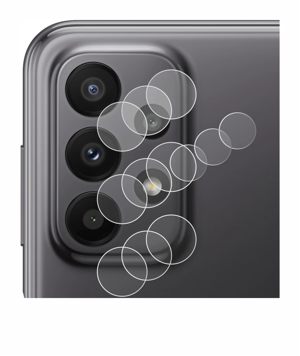 Image de l'appareil Samsung Galaxy A23 5G (Caméra UNIQUEMENT) avec une grande variété de protections d'écran.