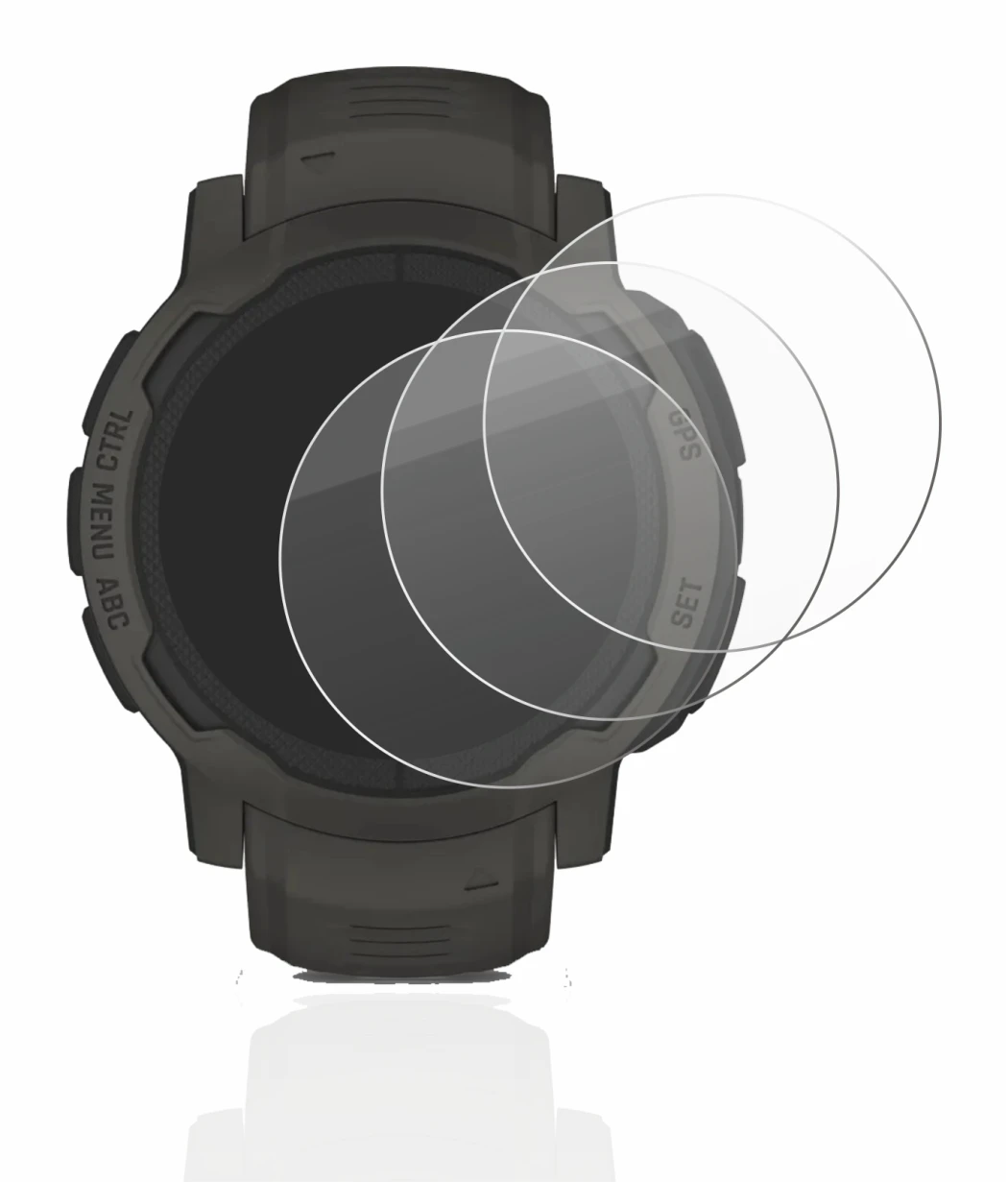 Image de l'appareil Garmin Instinct 2 Solar avec une grande variété de protections d'écran.