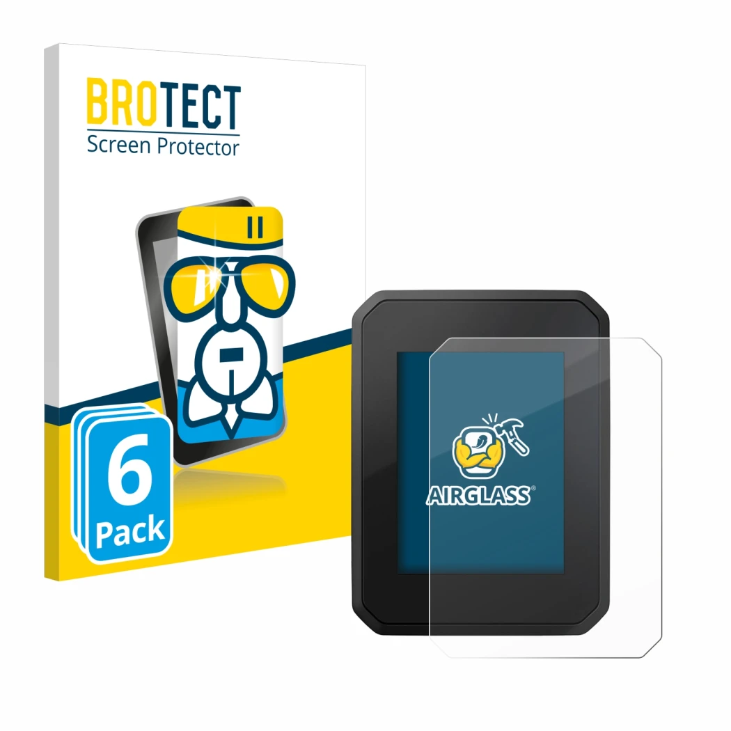 Face avant d’un emballage produit avec le logo de la marque BROTECT. À côté, l’appareil FIT Display Compact est représenté ave