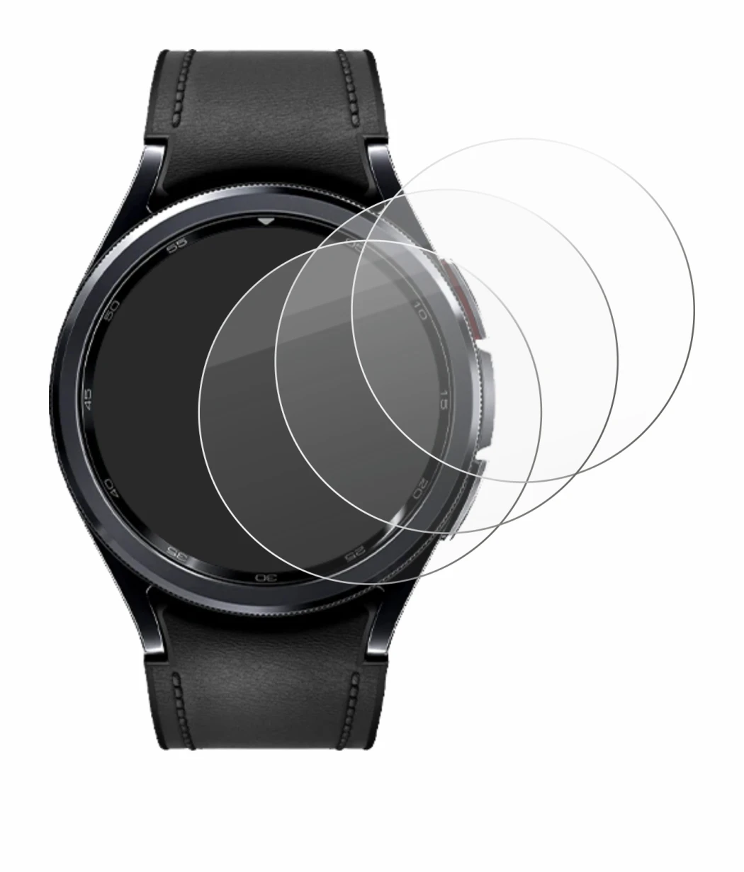 Image de l'appareil Samsung Galaxy Watch 6 Classic (47 mm) avec une grande variété de protections d'écran.