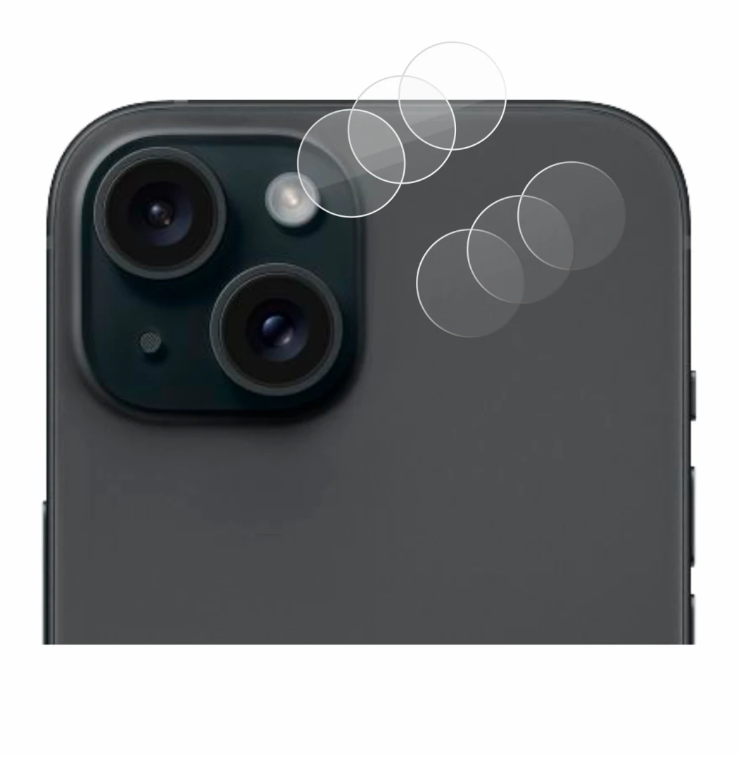 Image de l'appareil Apple iPhone 15 (Caméra UNIQUEMENT) avec une grande variété de protections d'écran.