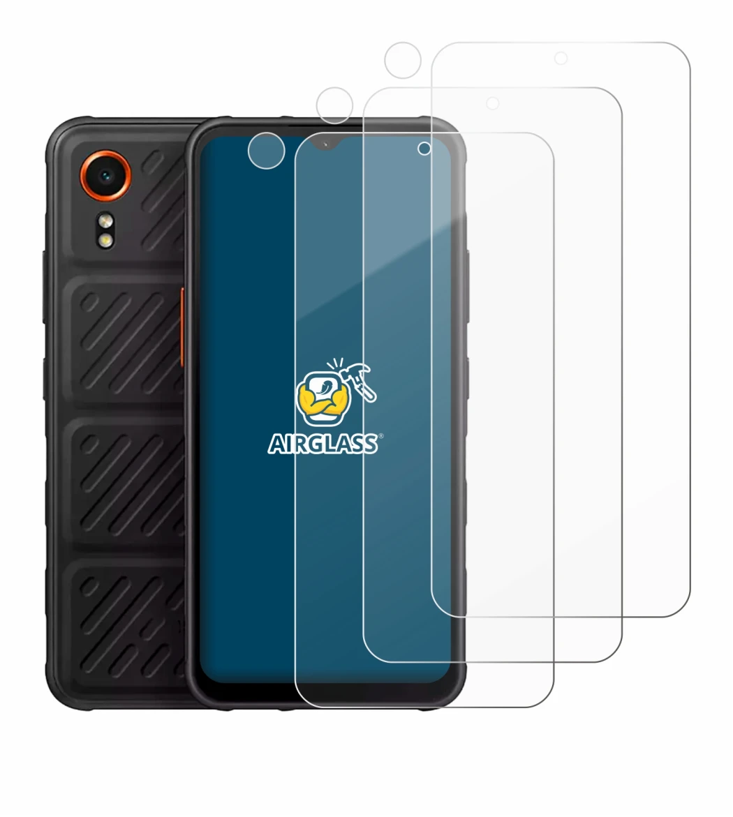 Image de l'appareil Samsung Galaxy XCover 7 (Avant+Caméra) avec une grande variété de protections d'écran.