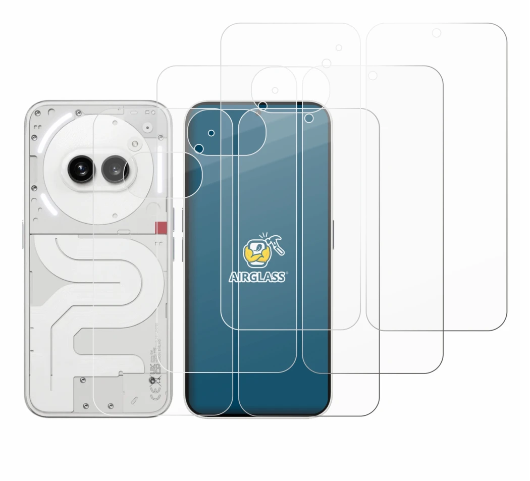 Image de l'appareil Nothing Phone (2a) (Avant+Arrière) avec une grande variété de protections d'écran.