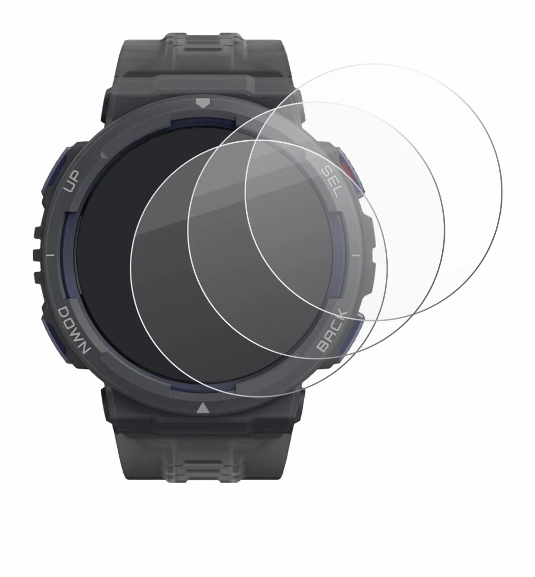 Image de l'appareil Amazfit Active Edge avec une grande variété de protections d'écran.