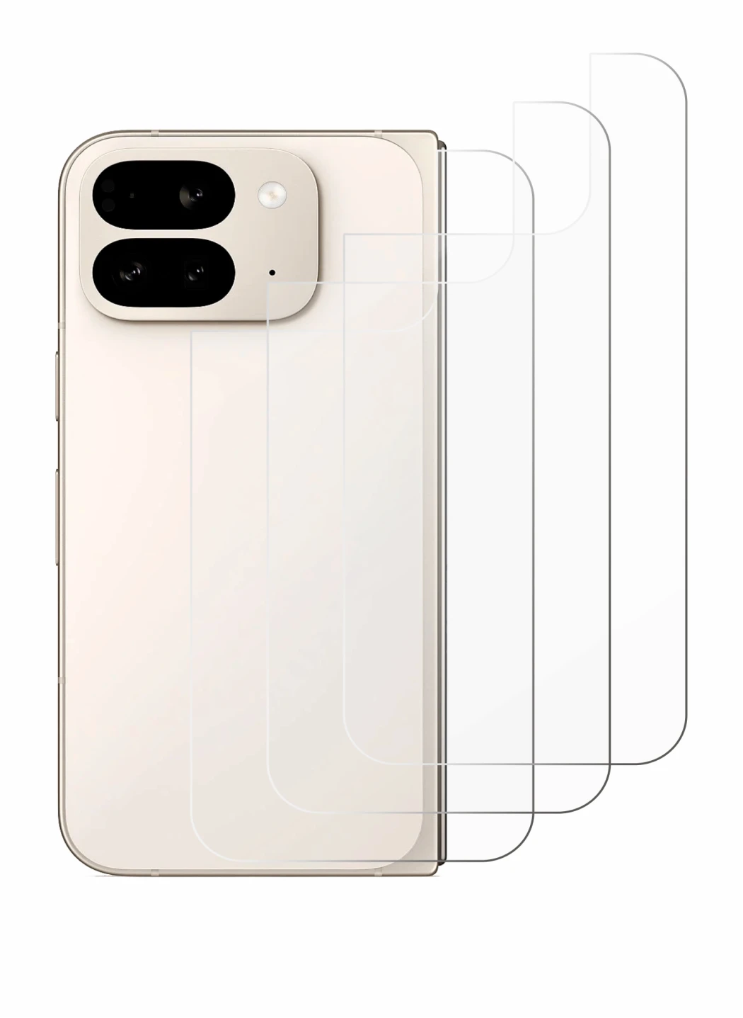 Image de l'appareil Google Pixel 9 Pro Fold (Arrière) avec une grande variété de protections d'écran.