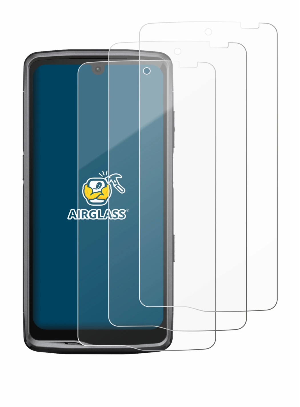 Image de l'appareil Crosscall Stellar M6 avec une grande variété de protections d'écran.