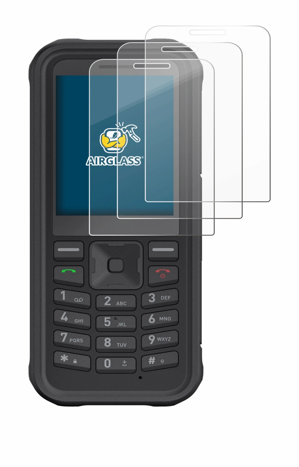 Image de l'appareil Sonim XP100 avec une grande variété de protections d'écran.