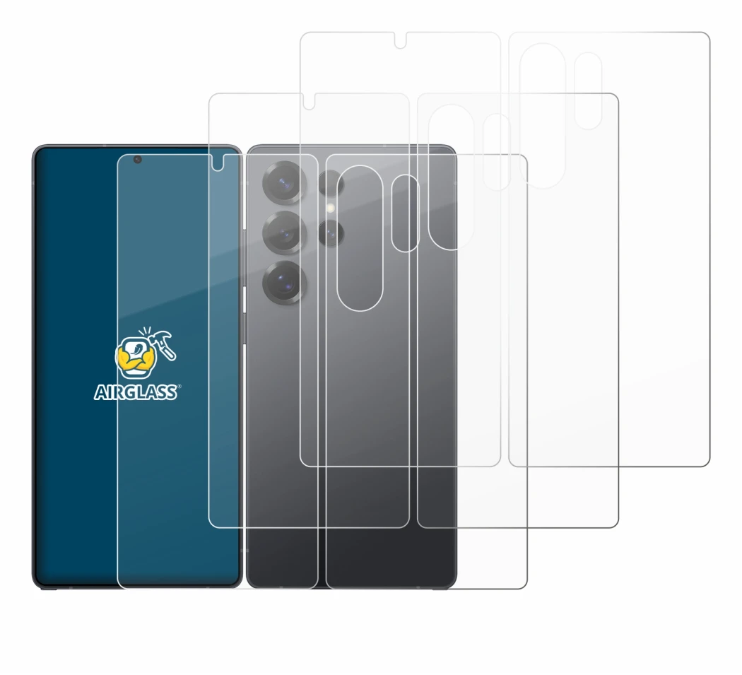 Image de l'appareil Samsung Galaxy S25 Ultra Enterprise Edition (Avant+Arrière) avec une grande variété de protections d'écran