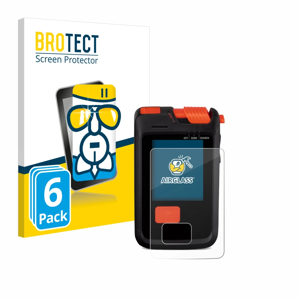 Face avant d’un emballage produit avec le logo de la marque BROTECT. À côté, l’appareil Mammut Barryvox S2 est représenté avec