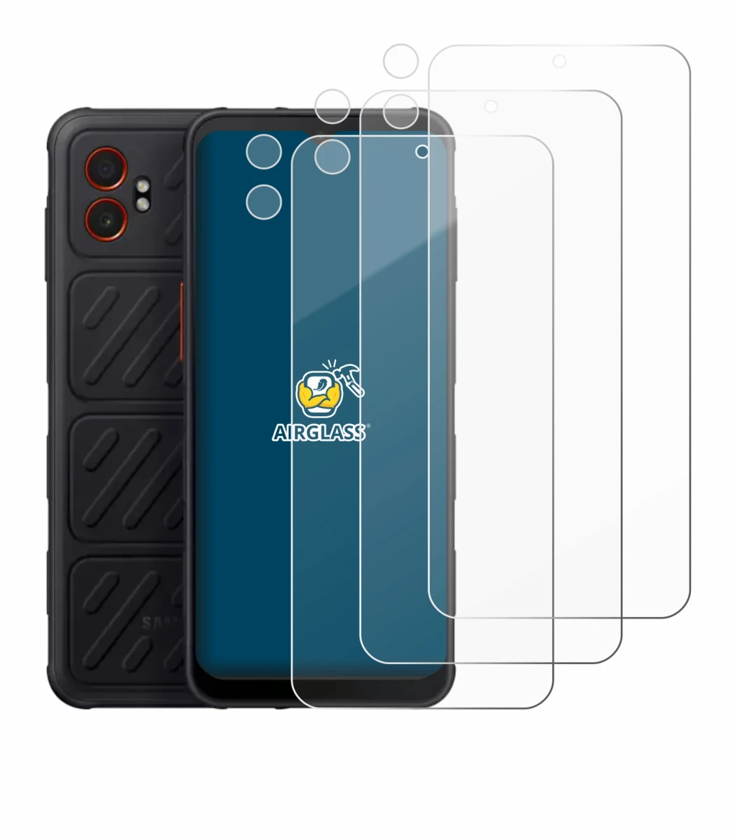 Image de l'appareil Samsung Galaxy XCover 7 Pro (Avant+Caméra) avec une grande variété de protections d'écran.