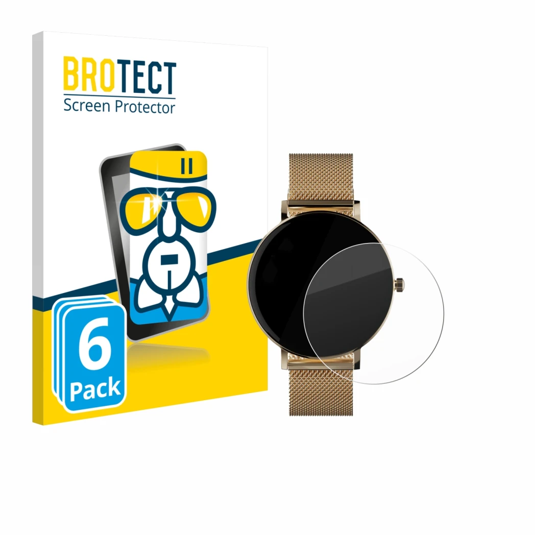 Face avant d’un emballage produit avec le logo de la marque BROTECT. À côté, l’appareil ZenWatch Venice Pro est représenté ave