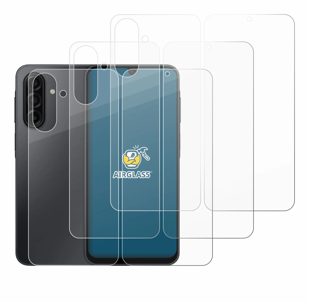 Image de l'appareil Samsung Galaxy A17 5G (Avant+Arrière) avec une grande variété de protections d'écran.