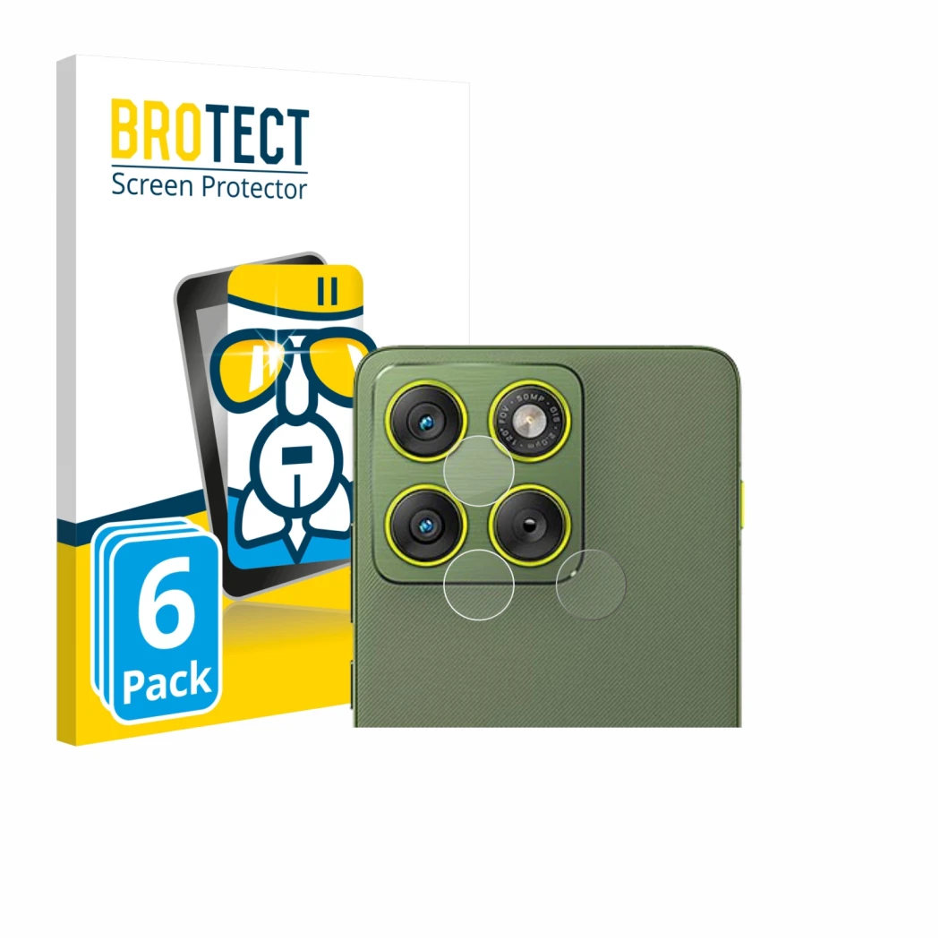 Face avant d’un emballage produit avec le logo de la marque BROTECT. À côté, l’appareil Motorola Edge 70 (Caméra UNIQUEMENT) e