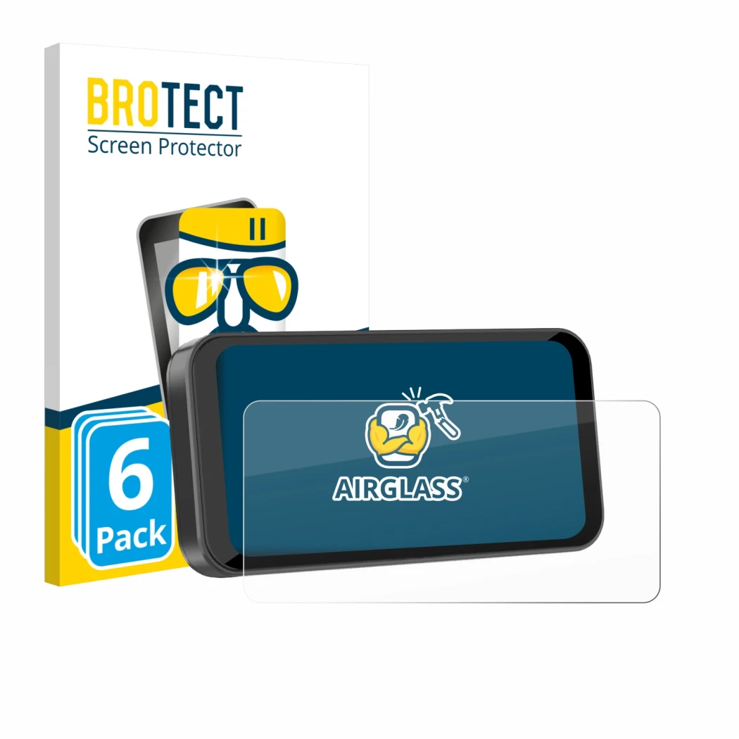 Face avant d’un emballage produit avec le logo de la marque BROTECT. À côté, l’appareil Carpuride W603B 6.3