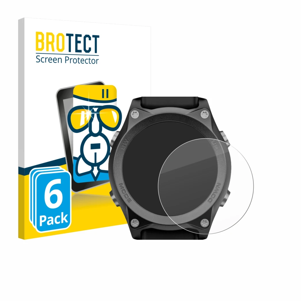 Face avant d’un emballage produit avec le logo de la marque BROTECT. À côté, l’appareil Mares Sirius est représenté avec la pr