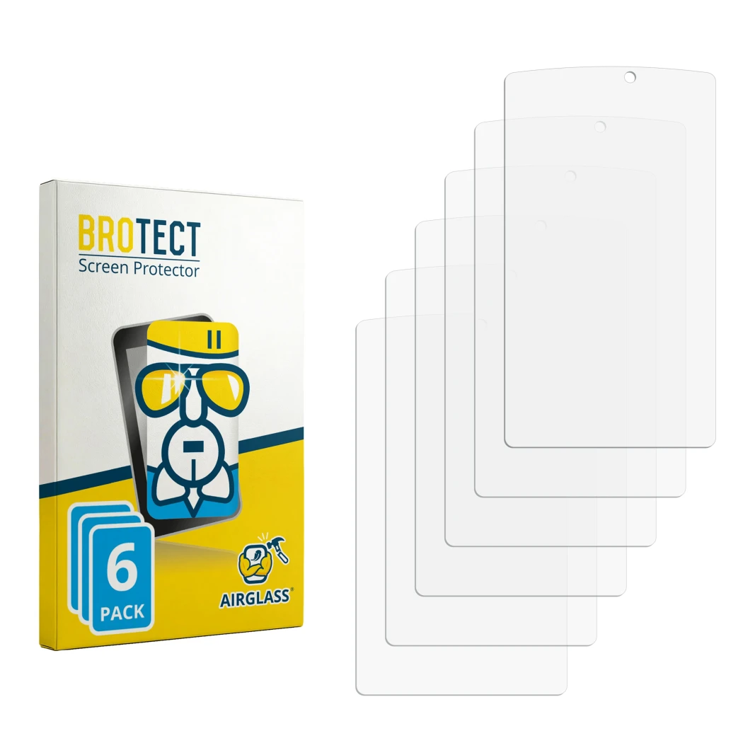 Face avant d’un emballage produit avec le logo de la marque BROTECT. À côté se trouve la protection d’écran correspondante.