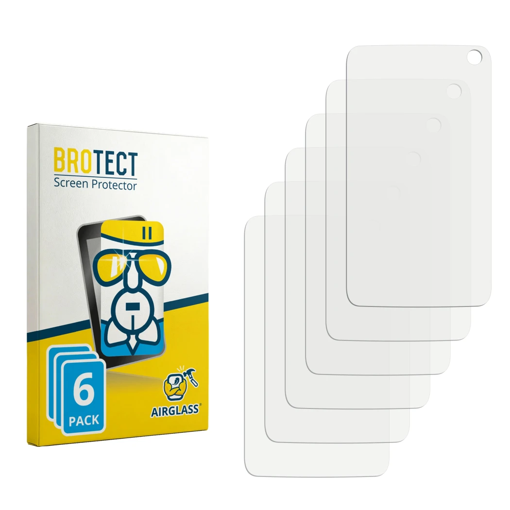 Face avant d’un emballage produit avec le logo de la marque BROTECT. À côté se trouve la protection d’écran correspondante.
