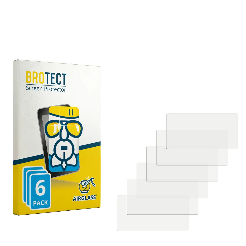 Face avant d’un emballage produit avec le logo de la marque BROTECT. À côté se trouve la protection d’écran correspondante.