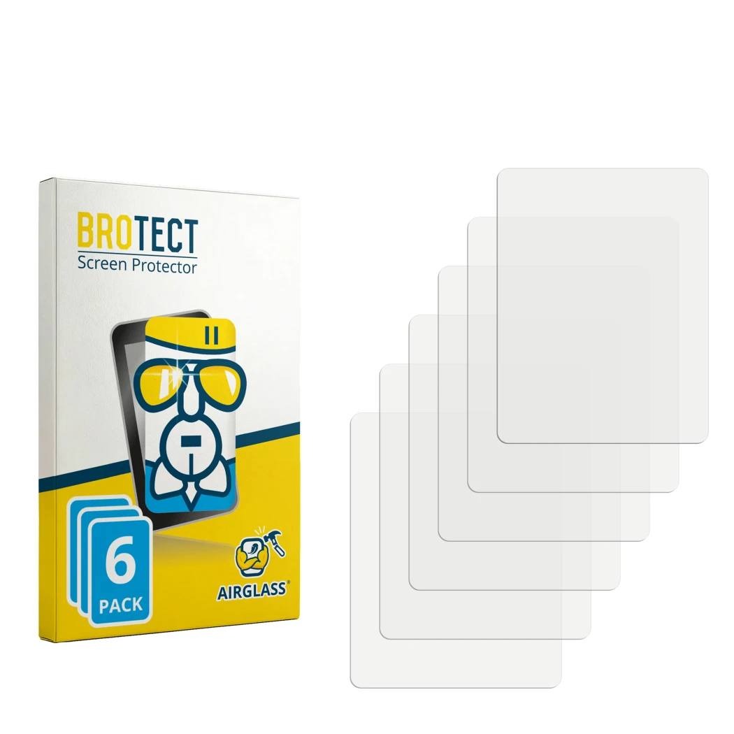 Face avant d’un emballage produit avec le logo de la marque BROTECT. À côté se trouve la protection d’écran correspondante.