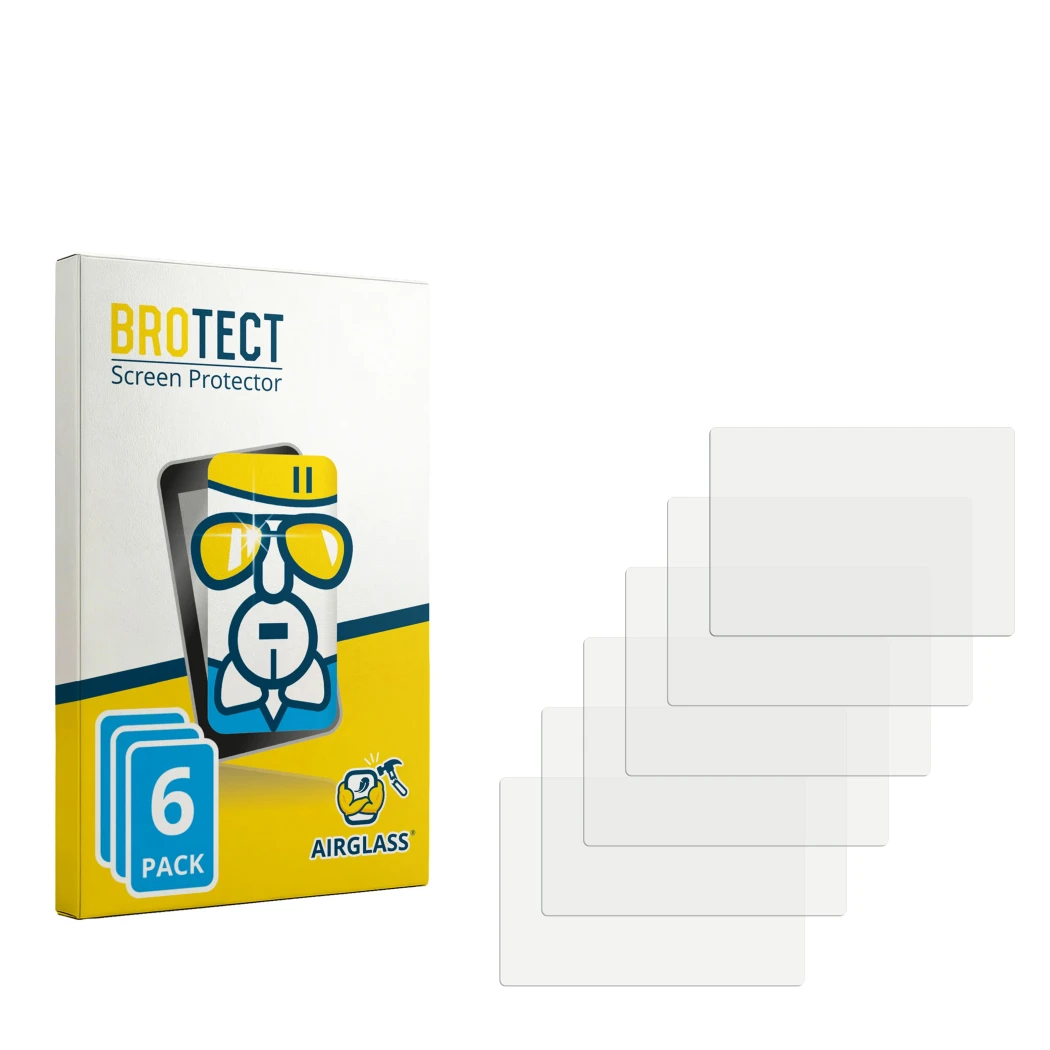 Face avant d’un emballage produit avec le logo de la marque BROTECT. À côté se trouve la protection d’écran correspondante.