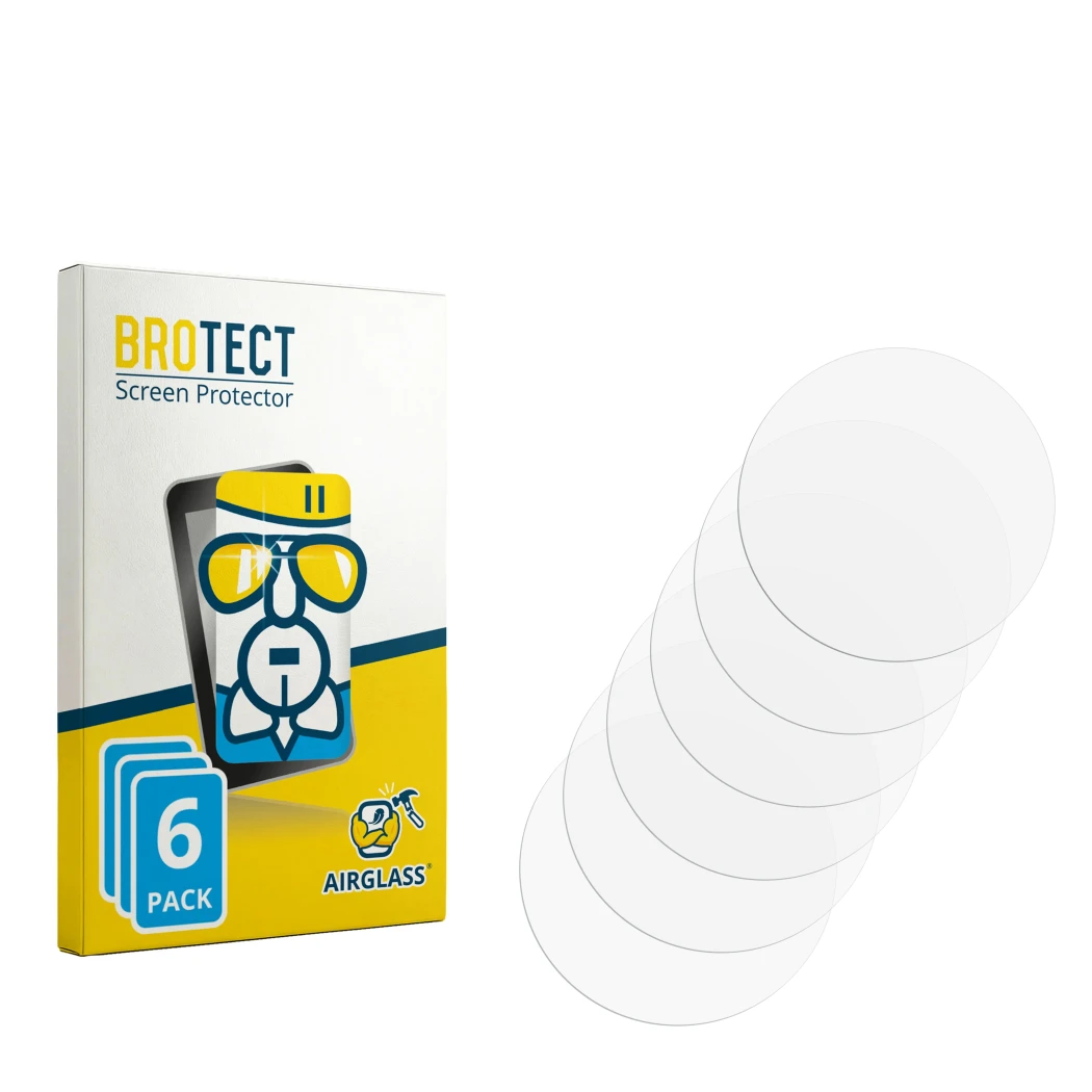Face avant d’un emballage produit avec le logo de la marque BROTECT. À côté se trouve la protection d’écran correspondante.