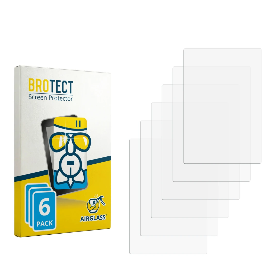 Face avant d’un emballage produit avec le logo de la marque BROTECT. À côté se trouve la protection d’écran correspondante.