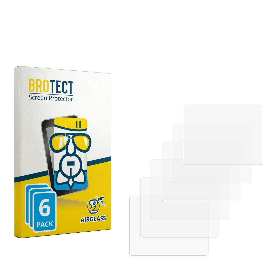Face avant d’un emballage produit avec le logo de la marque BROTECT. À côté se trouve la protection d’écran correspondante.