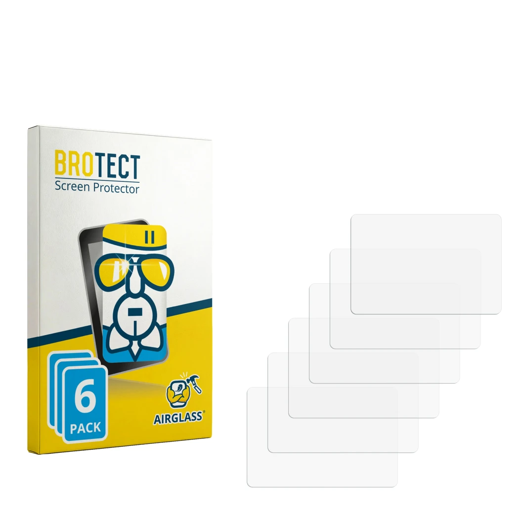 Face avant d’un emballage produit avec le logo de la marque BROTECT. À côté se trouve la protection d’écran correspondante.