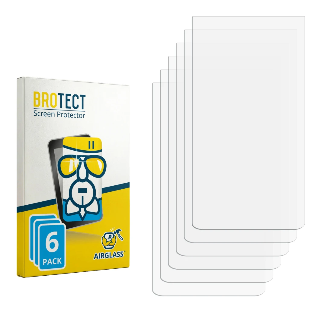 Face avant d’un emballage produit avec le logo de la marque BROTECT. À côté se trouve la protection d’écran correspondante.