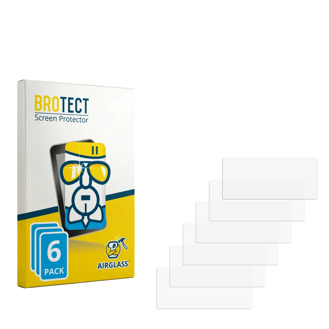 Face avant d’un emballage produit avec le logo de la marque BROTECT. À côté se trouve la protection d’écran correspondante.