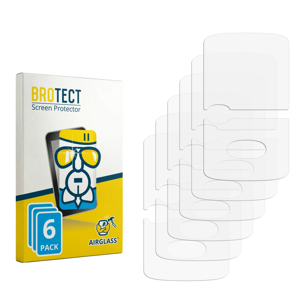 Face avant d’un emballage produit avec le logo de la marque BROTECT. À côté se trouve la protection d’écran correspondante.