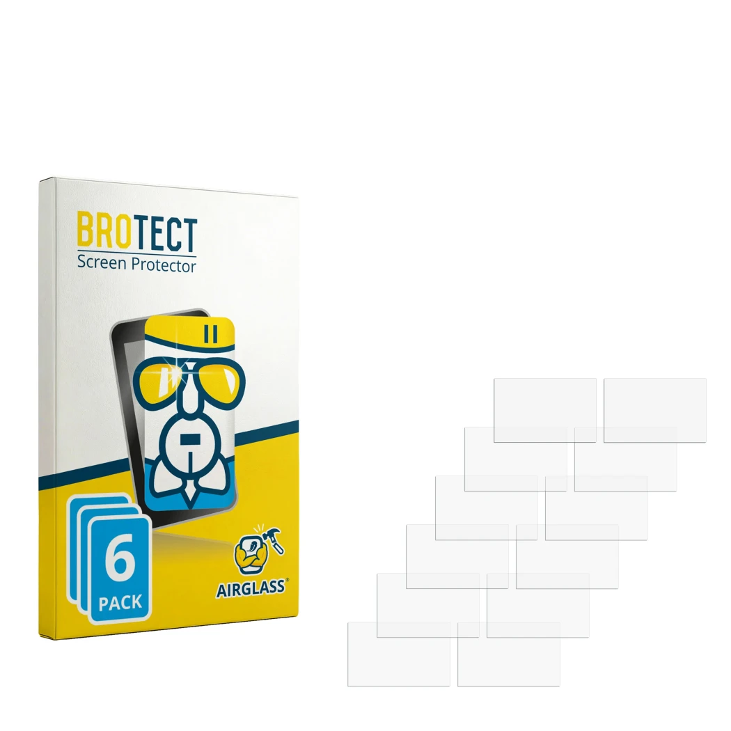 Face avant d’un emballage produit avec le logo de la marque BROTECT. À côté se trouve la protection d’écran correspondante.