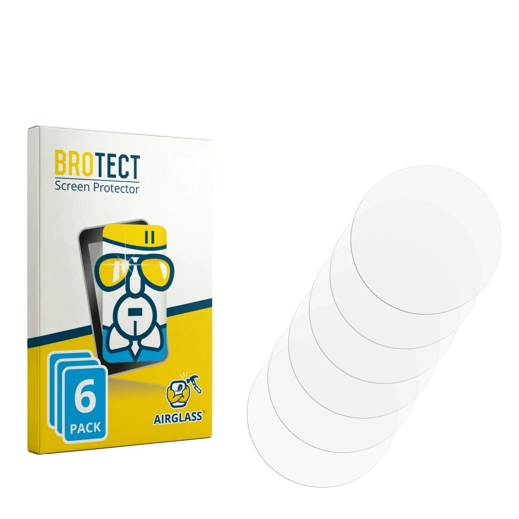 Face avant d’un emballage produit avec le logo de la marque BROTECT. À côté se trouve la protection d’écran correspondante.