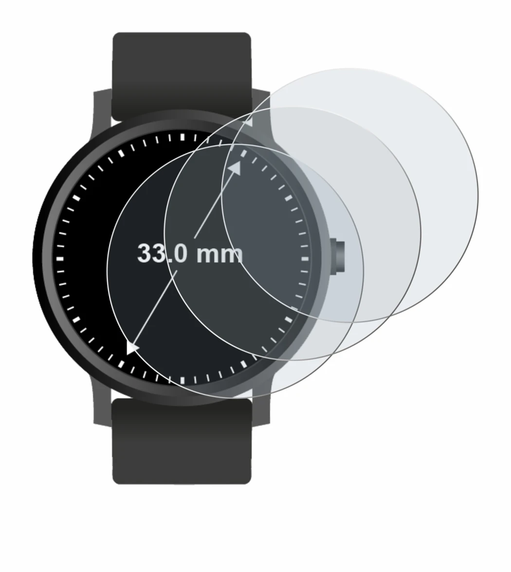 Image de l'appareil Montres (Circulaire, ø: 33 mm) avec une grande variété de protections d'écran.