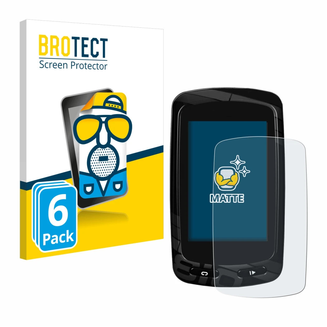 Face avant d’un emballage produit avec le logo de la marque BROTECT. À côté, l’appareil Garmin Edge 810 est représenté avec la